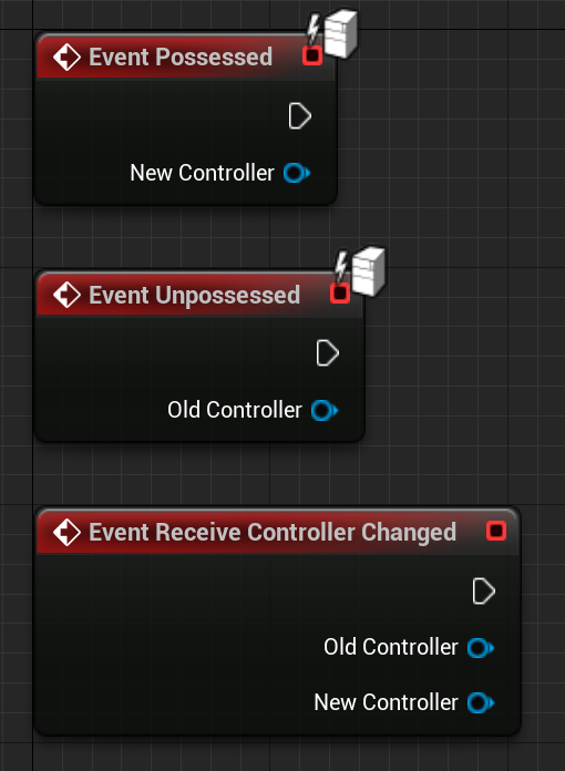 Overview of events to react to controller and possession changes in pawns or characters.